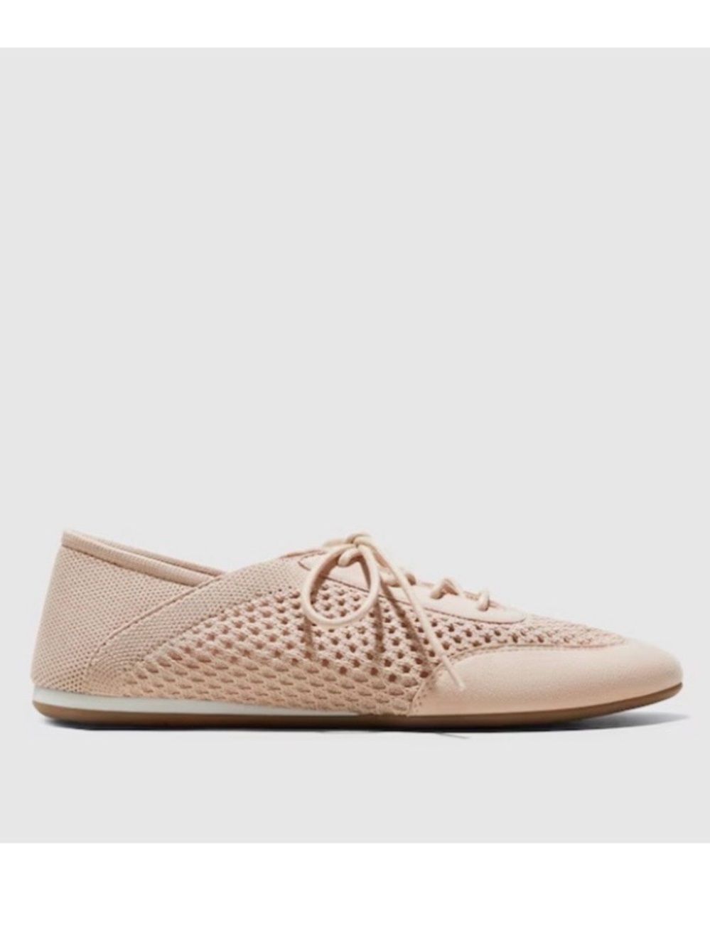 Women's Knit Lace-Up Sneakers in Nude - Picture 2 of 10